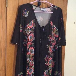 Only Necessities Black Flowered Long Lounger 22-24